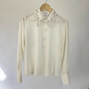 White Vintage Button Up Blouse